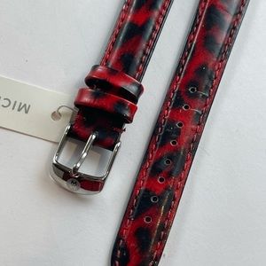 New authentic Michele Red Cheetah leather   watch Band 16 MM